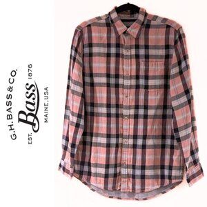 G.H. Bass & Co. Cotton Button Up Shirt, Multicolor-Pink, Blue, White, Size M